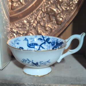 Coalport Cairo Blue and White Teacup with Gold Trim